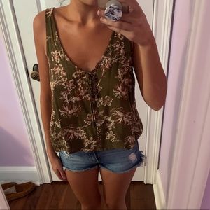 Free people green floral tank